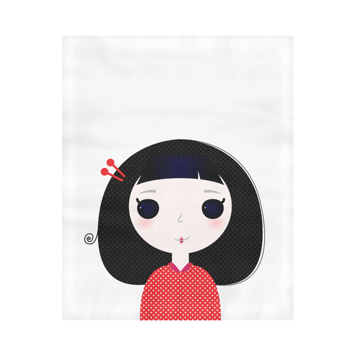Japanese girl, geisha : black and red edition with dots. Vintage original collection. Duvet Cover 86"x70" ( All-over-print)