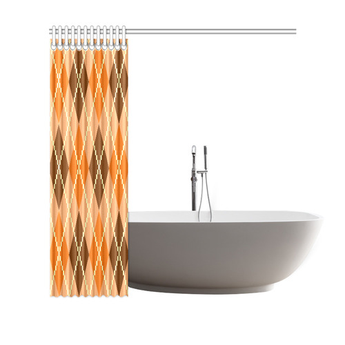 Old retro vintage designers Curtain : brown and orange with stripes 60s years inspired art Shower Curtain 69"x70"