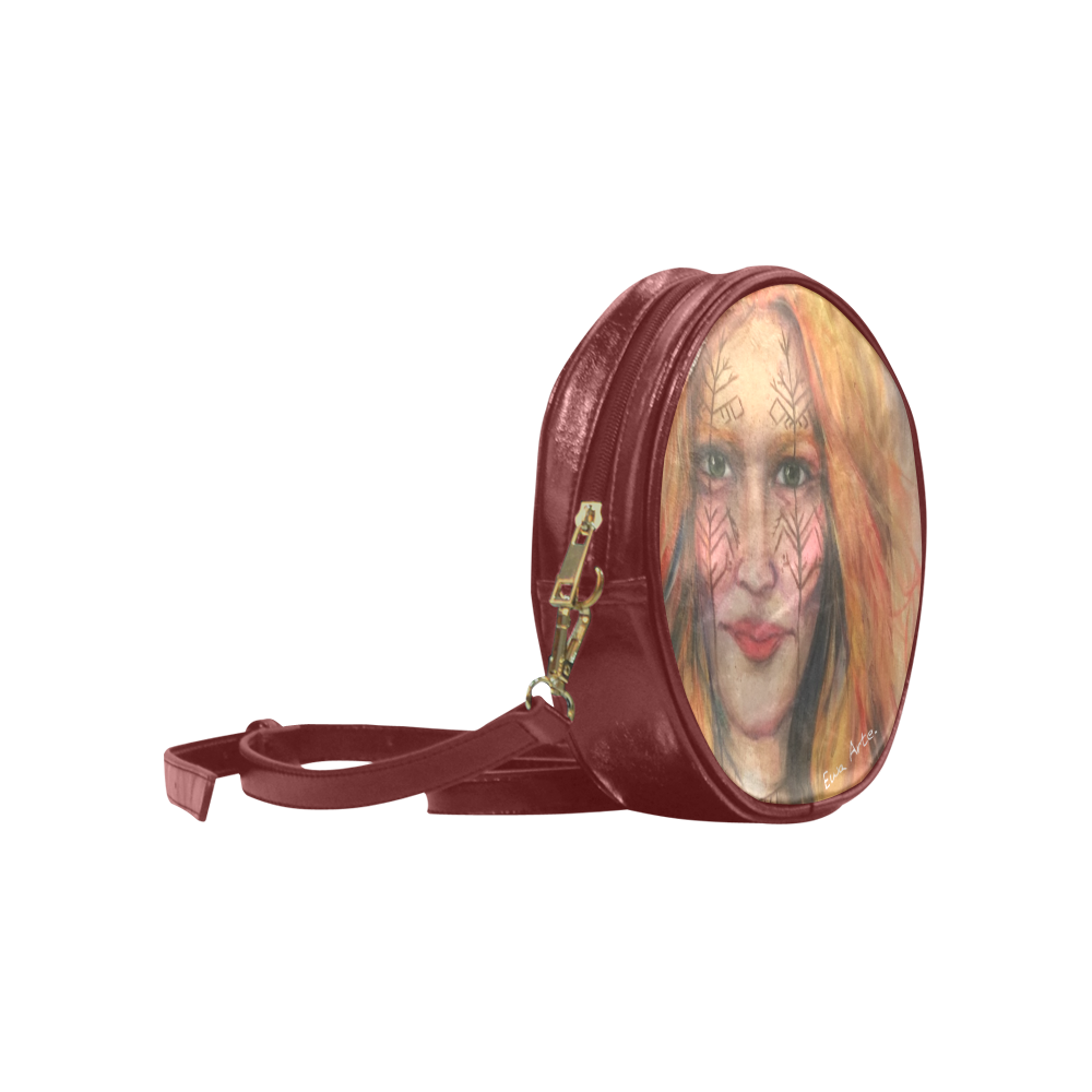 Mokosz. Ewa Art. Red wine Round Sling Bag (Model 1647)