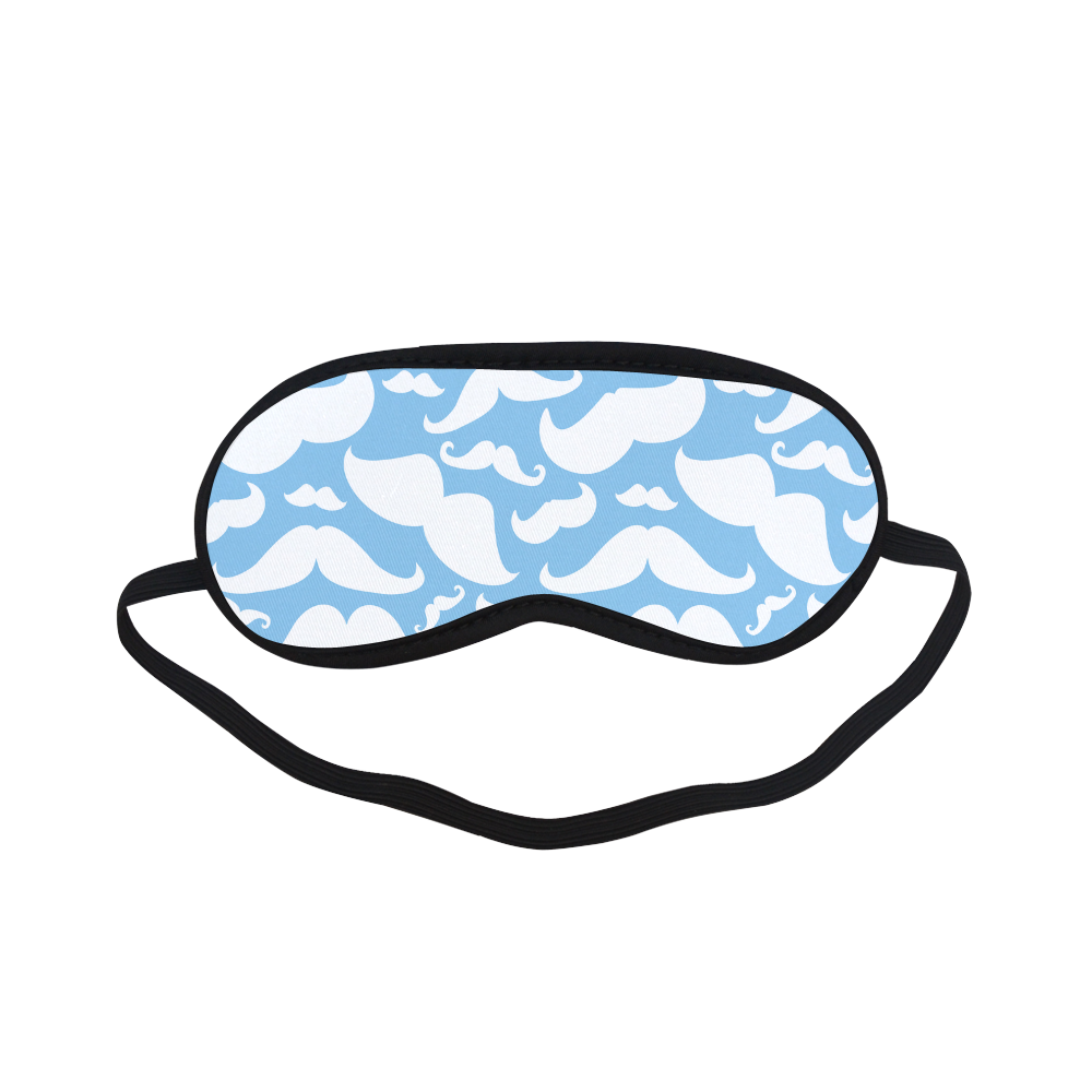 Light Blue and White Mustache Pattern Sleeping Mask