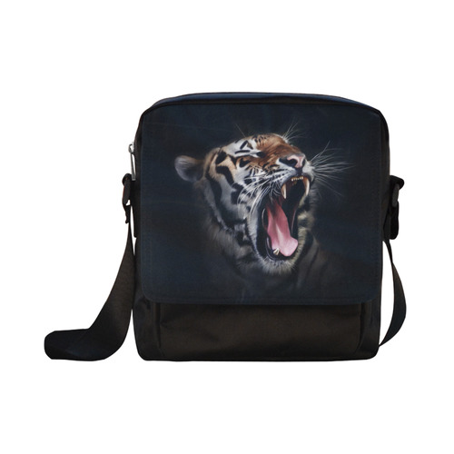 A painted glorious roaring Tiger Portrait Crossbody Nylon Bags (Model 1633)