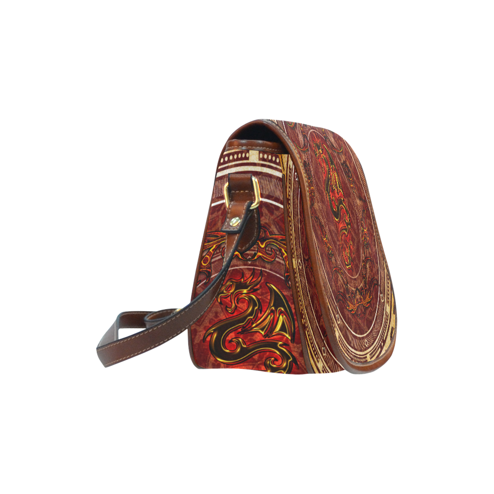 Awesome draogn, red colors Saddle Bag/Large (Model 1649)
