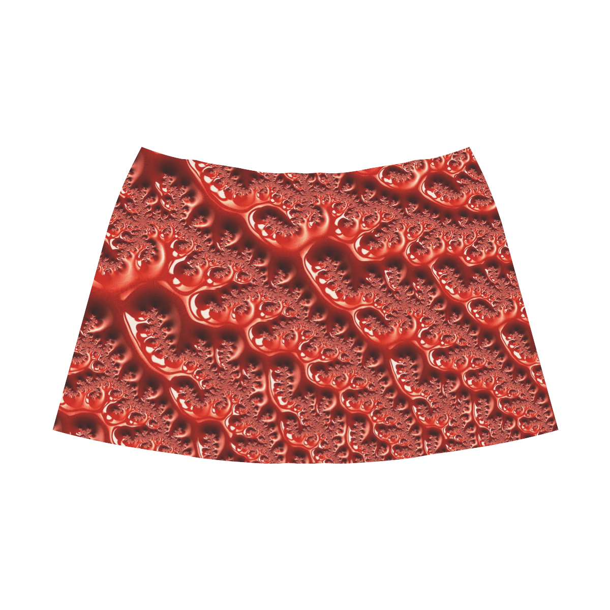 Cool Red Fractal White Lights Mnemosyne Women's Crepe Skirt (Model D16)