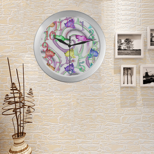 Lollipop Kittens Silver Color Wall Clock