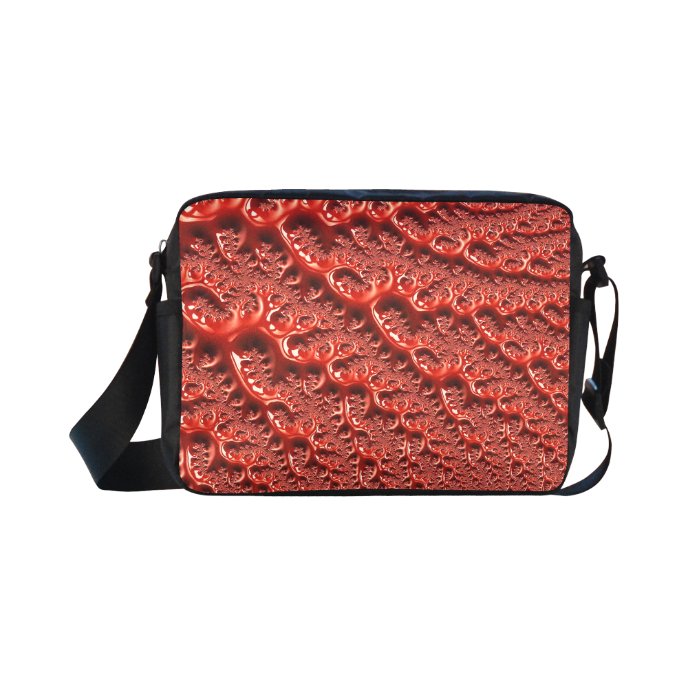 Cool Red Fractal White Lights Classic Cross-body Nylon Bags (Model 1632)