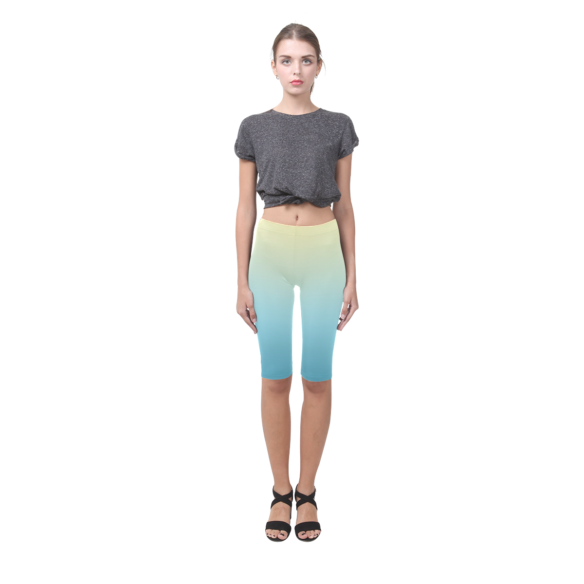 Pastels Ombre Graduated Color Hestia Cropped Leggings (Model L03)