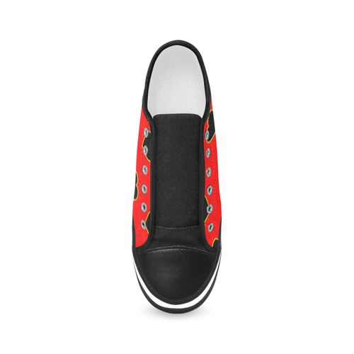 Black Valentine Love Hearts on Red Women's Canvas Zipper Shoes/Large Size (Model 001)