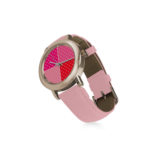 Old-fashion designers watches : with dots. Gift for her Women's Rose Gold Leather Strap Watch(Model 201)