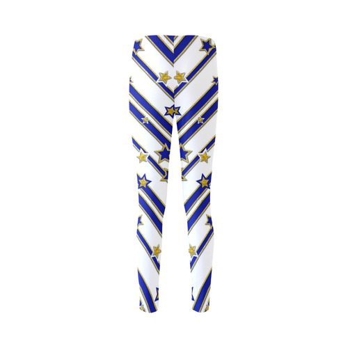 STARS & STRIPES blue gold white Cassandra Women's Leggings (Model L01)