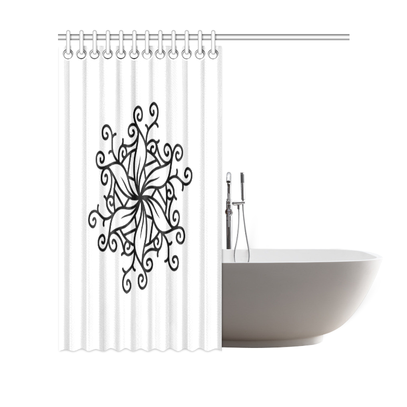 Designers Shower curtain with mandala art. Black and white exclusive collection Shower Curtain 69"x70"