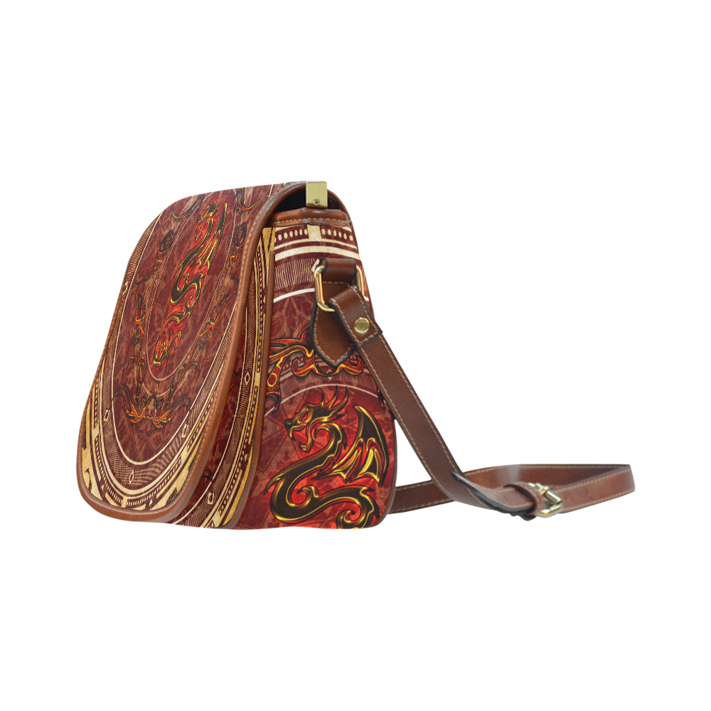 Awesome draogn, red colors Saddle Bag/Large (Model 1649)