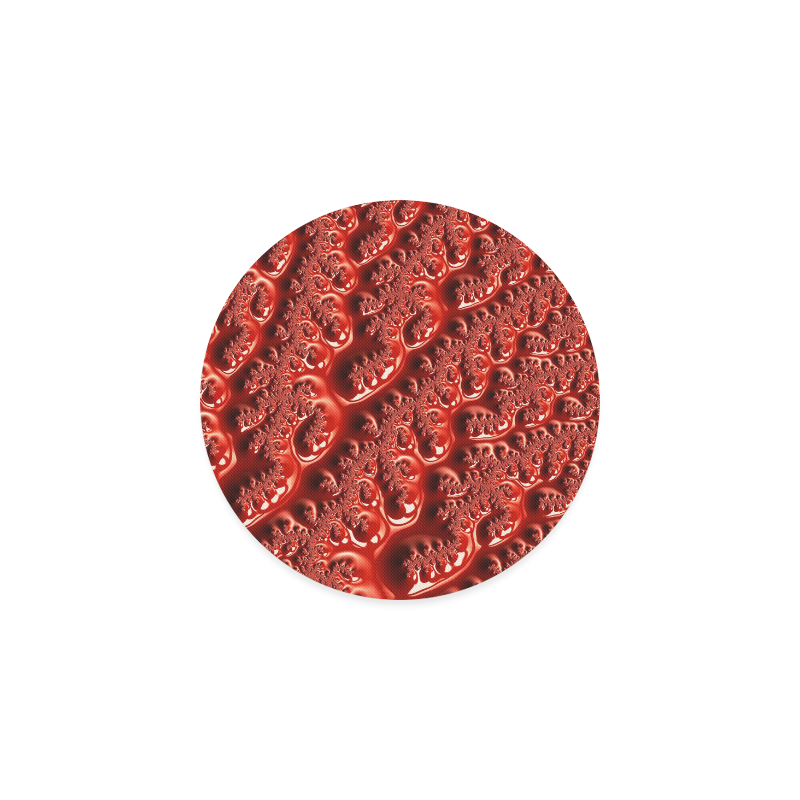 Cool Red Fractal White Lights Round Coaster
