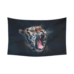 A painted glorious roaring Tiger Portrait Cotton Linen Wall Tapestry 90"x 60"