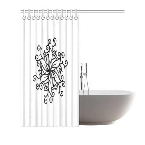 Shower curtain with mandala art. Black / white edition Shower Curtain 72"x72"
