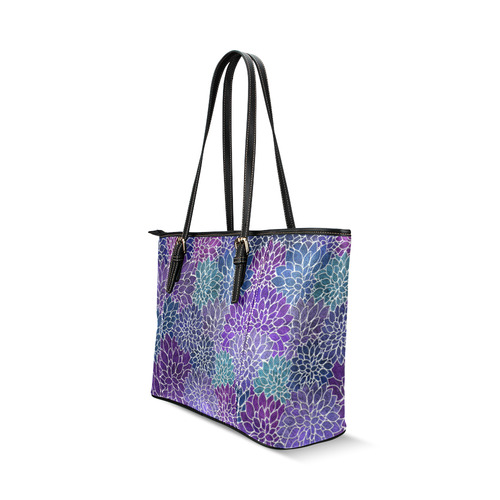 Floral Abstract-22 Leather Tote Bag/Large (Model 1640)