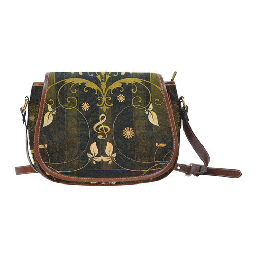 Music, clef with leaves Saddle Bag/Small (Model 1649) Full Customization