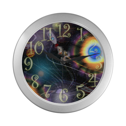 Space Bound Silver Color Wall Clock