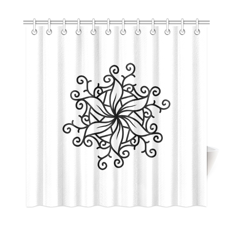 Shower curtain with mandala art. Black / white edition Shower Curtain 72"x72"