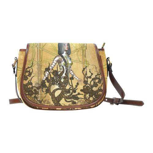 Amazing fairy with fantasy trees Saddle Bag/Small (Model 1649) Full Customization
