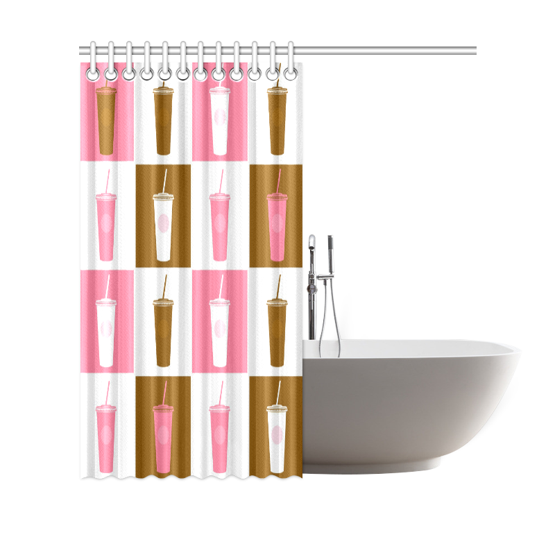 Designers Cocktail vintage edition / New in studio PINK BROWN Shower Curtain 69"x70"