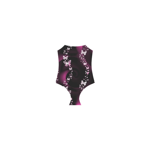 Pink Butterflies Strap Swimsuit ( Model S05)