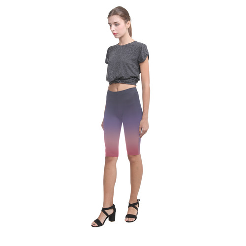 Indigo Violet Ombre Graduated Color Hestia Cropped Leggings (Model L03)