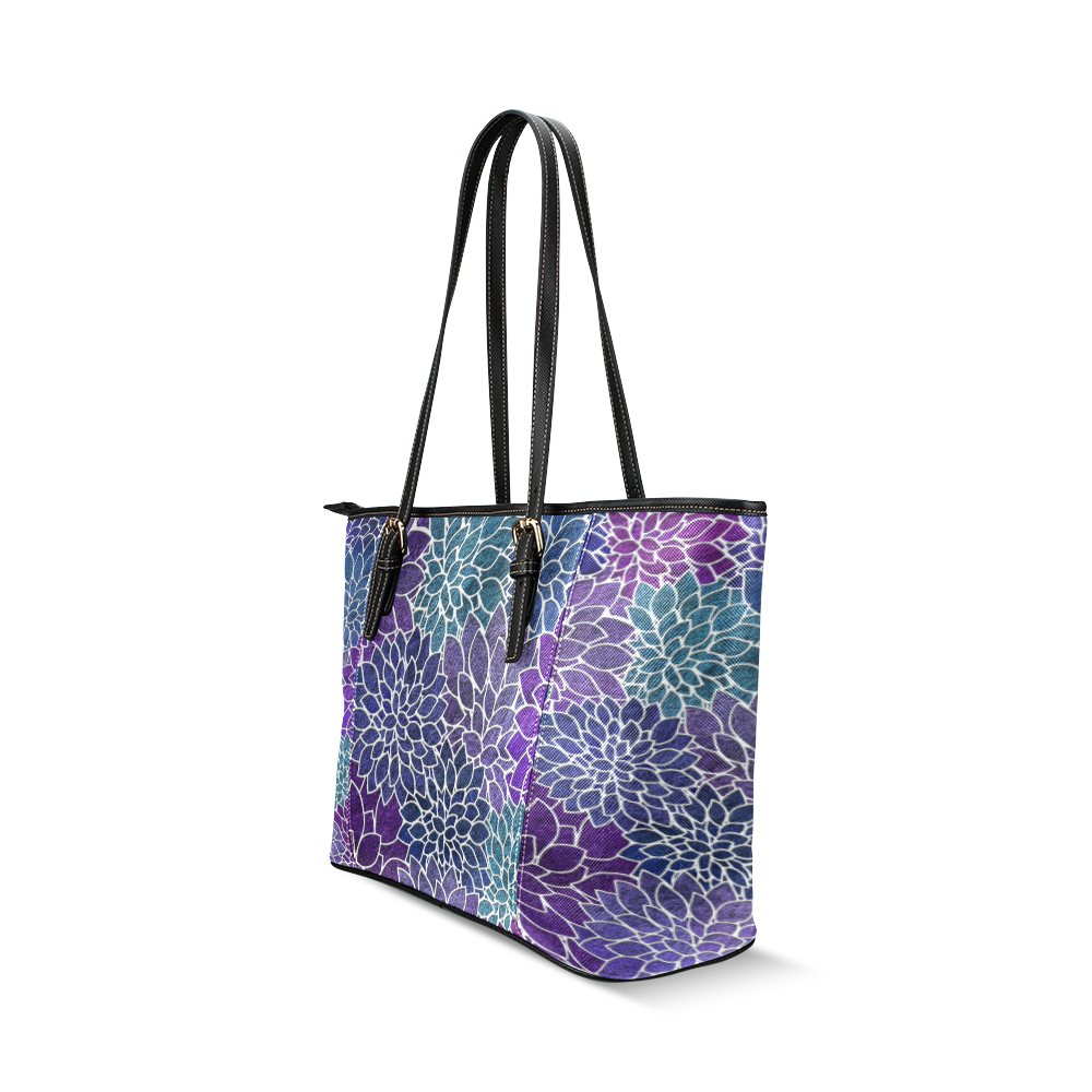 Floral Abstract-22 Leather Tote Bag/Small (Model 1640)