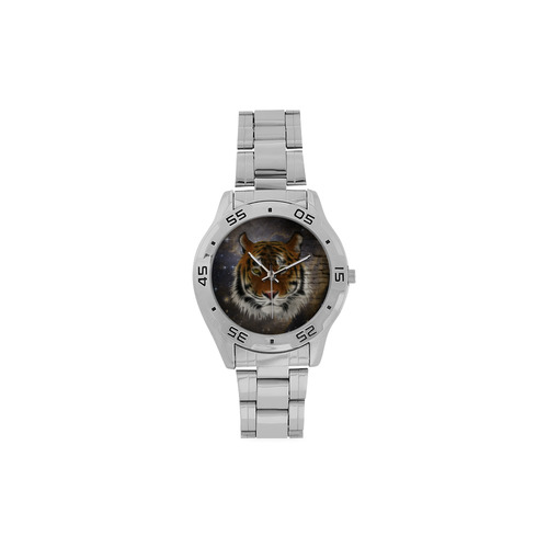 An abstract magnificent tiger Men's Stainless Steel Analog Watch(Model 108)