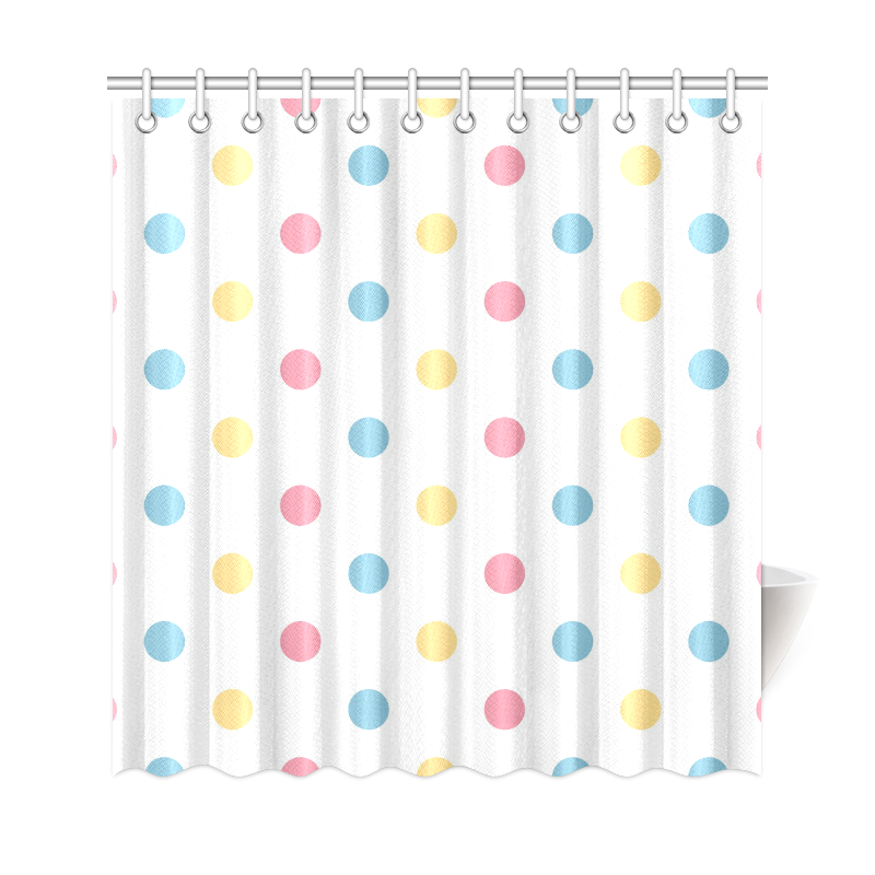 Sweet vintage Bathrom towel edition with dots 60s inspired art collection Shower Curtain 69"x72"