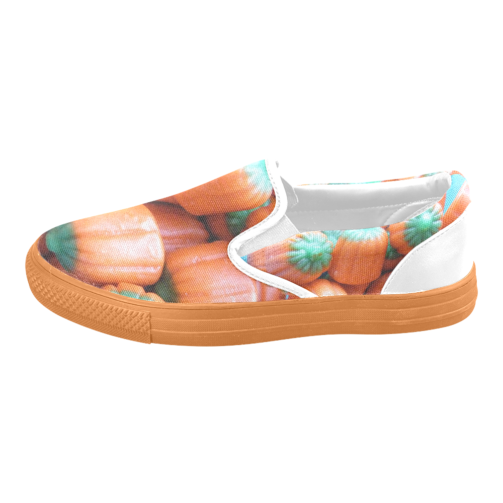 Pumpkin Shaped Candy Corn Slip-on Canvas Shoes for Men/Large Size (Model 019)