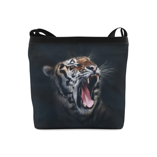 A painted glorious roaring Tiger Portrait Crossbody Bags (Model 1613)