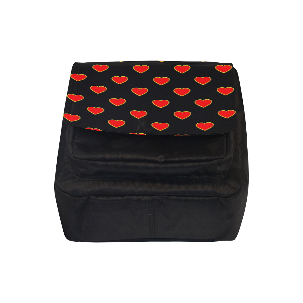 Red Valentine Love Hearts on Black Crossbody Nylon Bags (Model 1633)