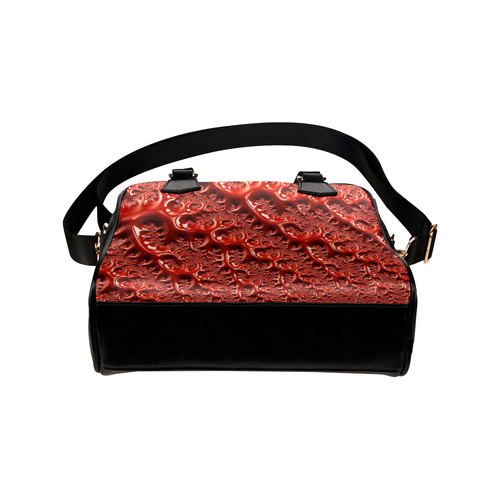 Cool Red Fractal White Lights Shoulder Handbag (Model 1634)