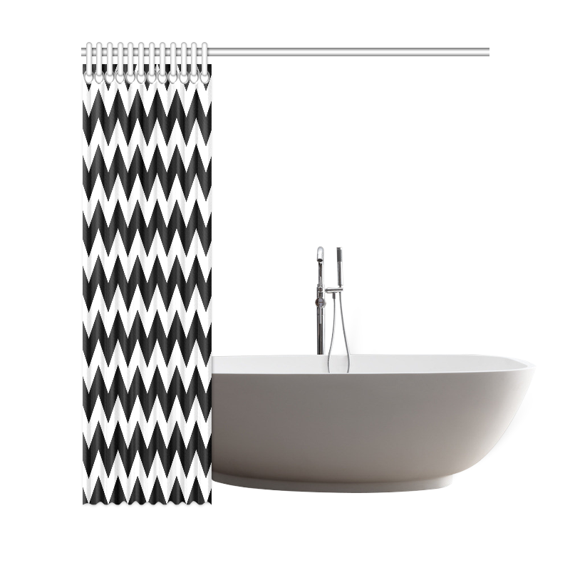 New in shop : Luxury zig-zag towel for bathroom. Black and white original fashion Shower Curtain 69"x72"