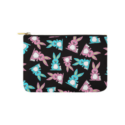 Blue and Pink Bunny Rabbits Carry-All Pouch 9.5''x6''