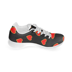 Red Valentine Love Hearts on Black Women’s Running Shoes (Model 020)