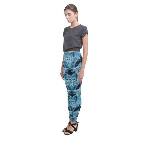 Blue Tiger Fire Cassandra Women's Leggings (Model L01)