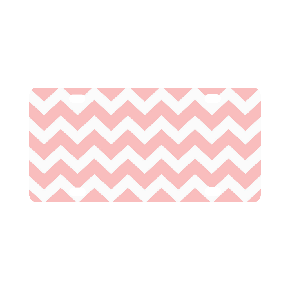 Car designers plate : zig-zag edition / pink and white 60s inspired Art Classic License Plate
