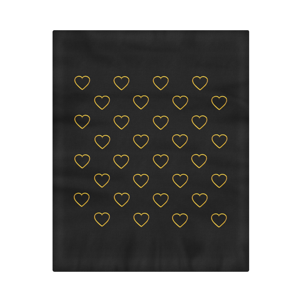 Golden Valentine Love Hearts on Black Duvet Cover 86"x70" ( All-over-print)