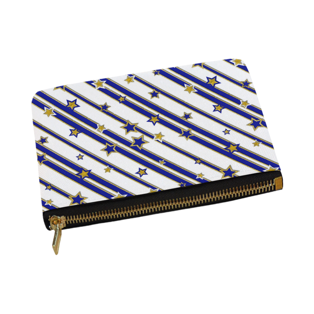 STARS & STRIPES blue gold white Carry-All Pouch 12.5''x8.5''