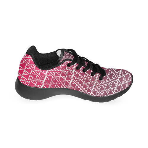 triangles in triangles pattern wht on red Men’s Running Shoes (Model 020)