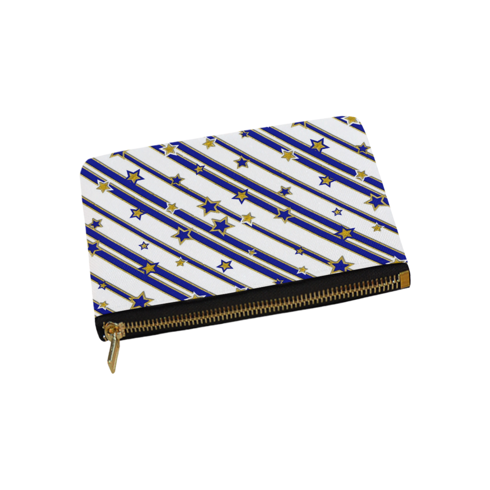 STARS & STRIPES blue gold white Carry-All Pouch 9.5''x6''