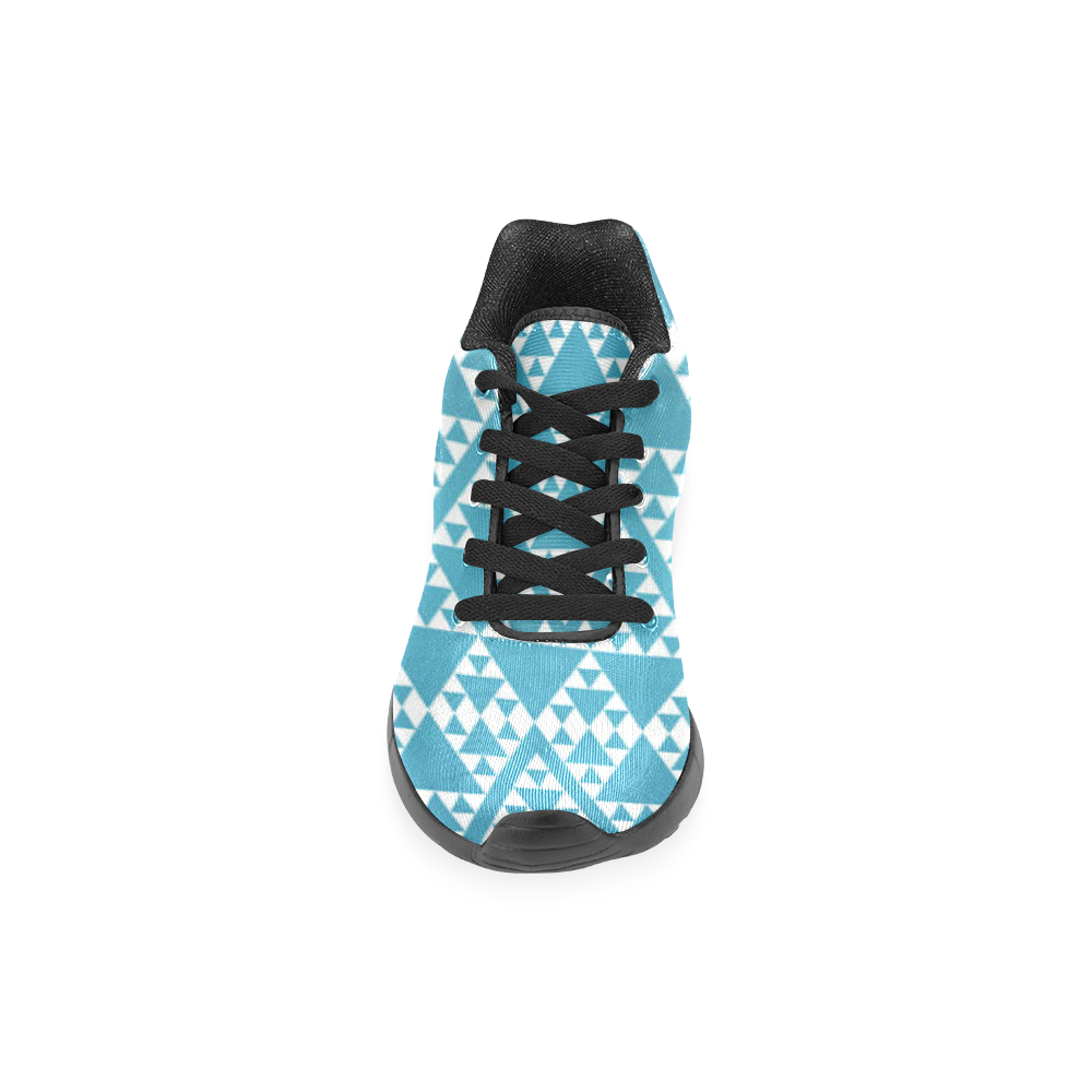 triangles in triangles pattern wht electric blue Men’s Running Shoes (Model 020)