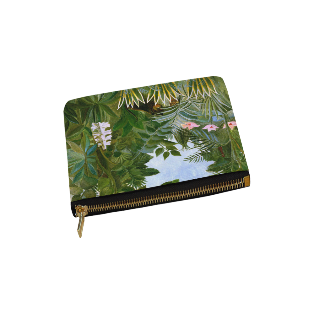 Henri Rousseau Tropical Jungle Flowers Animals Carry-All Pouch 6''x5''