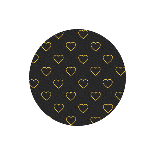 Golden Valentine Love Hearts on Black Round Mousepad