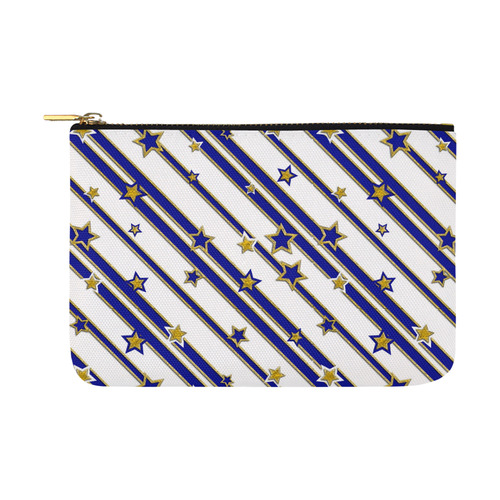 STARS & STRIPES blue gold white Carry-All Pouch 12.5''x8.5''