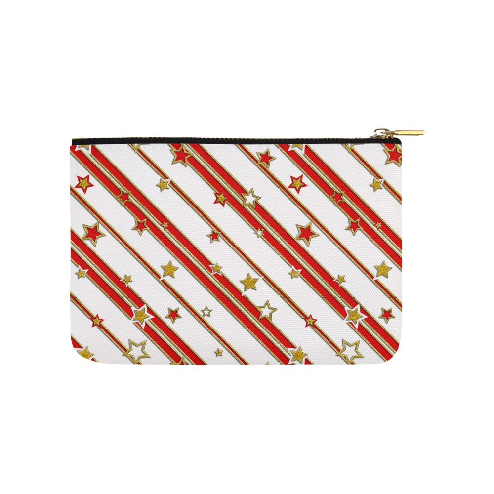 STARS & STRIPES red gold white Carry-All Pouch 9.5''x6''