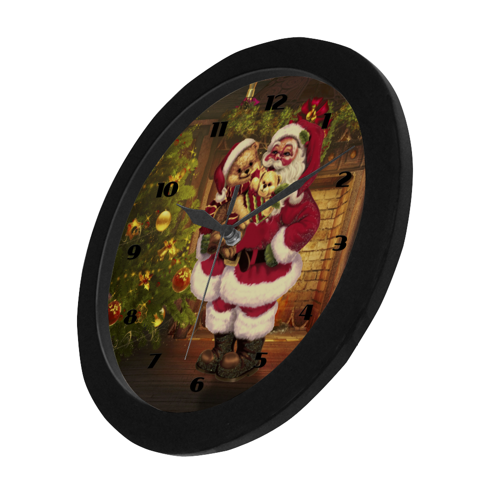 A cute Santa Claus with many chritmas gifts Circular Plastic Wall clock