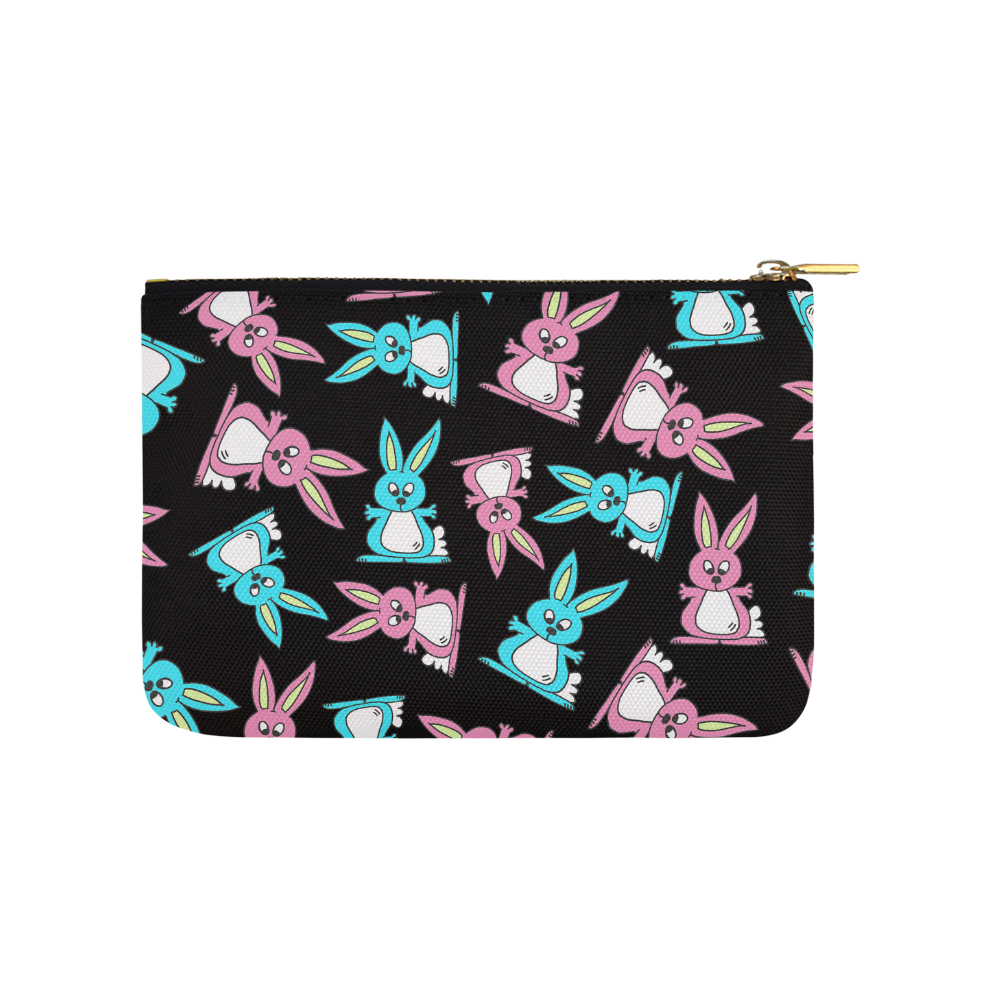 Blue and Pink Bunny Rabbits Carry-All Pouch 9.5''x6''