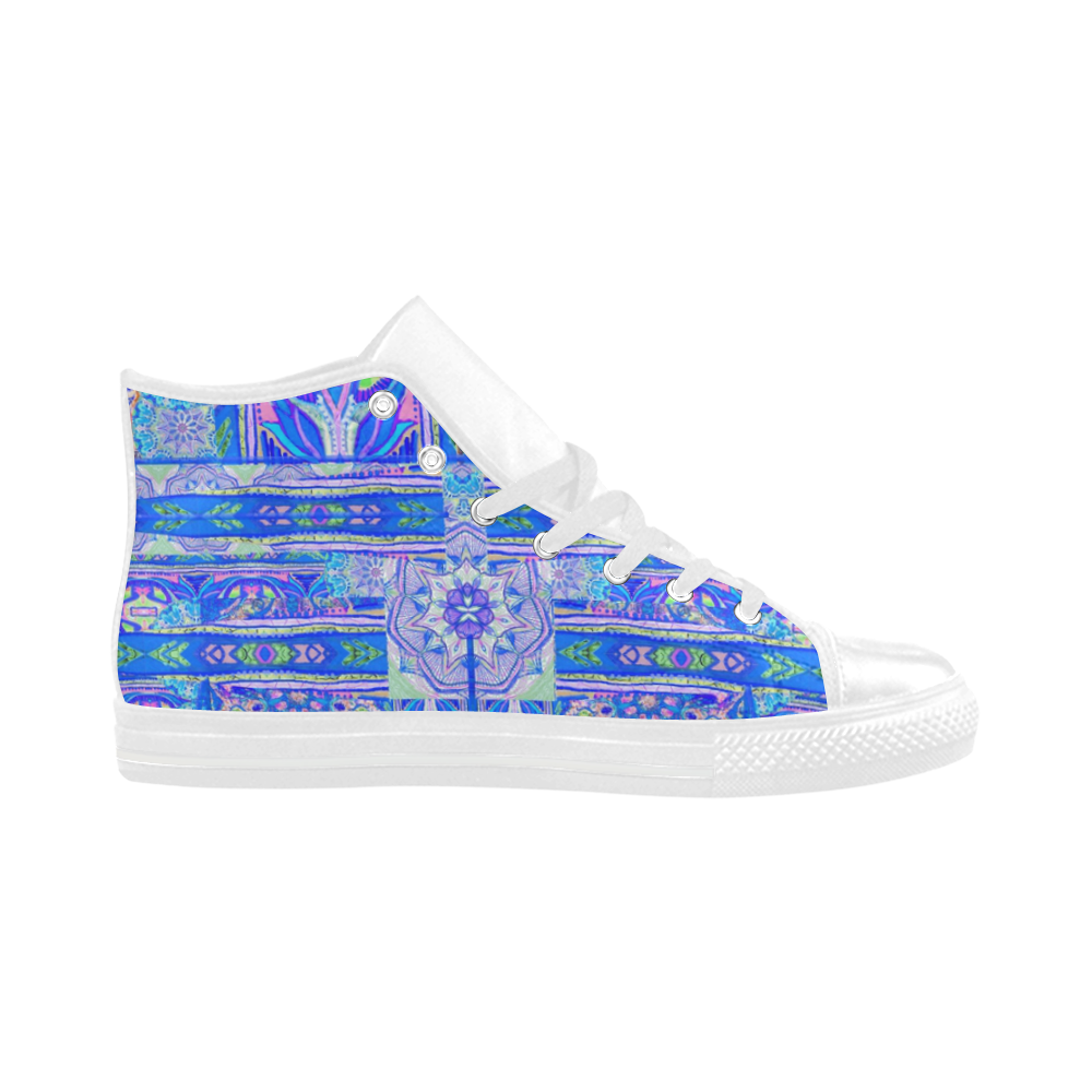 floral 6 Aquila High Top Microfiber Leather Women's Shoes (Model 032)